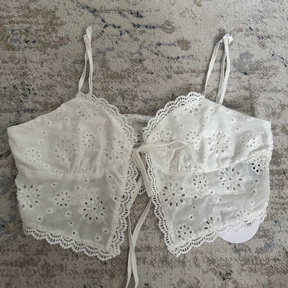 SHEIN White Eyelet Lace Tank Top